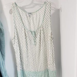 Old navy XXL tie front tank light spearmint mint green geometric
